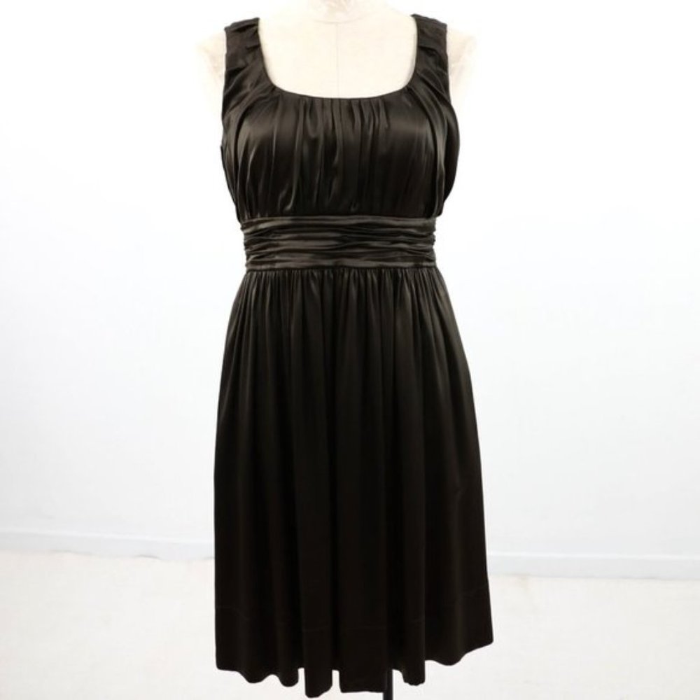 DKNY 4 100% Silk Ruched Cocktail Dress Dark Green - Picture 8 of 8